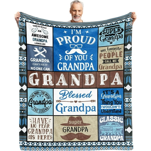 Grandpa Gifts, Gifts for Grandpa from Grandkids, Gifts for Grandpa from Granddaughter Grandson, Best Grandpa Gift, Grandpa gifts Blanket 60"X 50", Gifts for Grandpa Birthday Thanksgiving Day