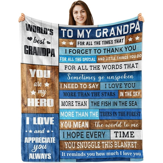 Grandpa Gifts,Gifts for Grandpa,to My Grandpa Blanket 60”x50”,Grandpa Birthday Gifts,Gift for Grandpa,Great Grandpa Gifts from Grandchildren Granddaughter Grandson,Best Gifts for Grandpa