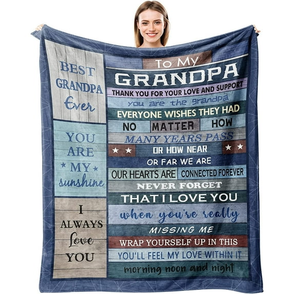 Grandpa Gifts from Grandchildren Throw Blanket 60"x50" - Birthday Gifts for Grandpa - Fathers Day Best Gifts for Grandpa Birthday Gifts - Papa Gifts from Grandchildren - Best Grandpa Gifts Idea