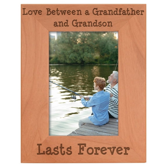 ThisWear Grandpa Gifts from Grandson Love Between Grandfather and Grandson Lasts Forever Best Grandpa Gifts Natural Wood Engraved 4x6 Portrait Picture Frame Wood