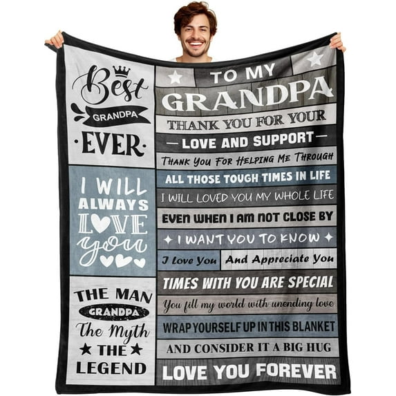 Grandpa Gifts Gifts for Grandpa Gifts for Grandpa Papa Grandparents from Grandkids Granddaughter Grandchridren Best Grandpa Ever Gifts Fathers Day Christmas Birthday Gifts for Grandpa Blanket 50"x60"