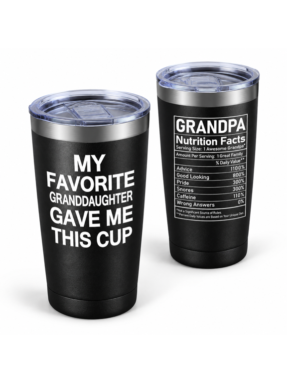 Grandpa Granddaughter Black 20oz Stainless Steel Insulated Tumbler