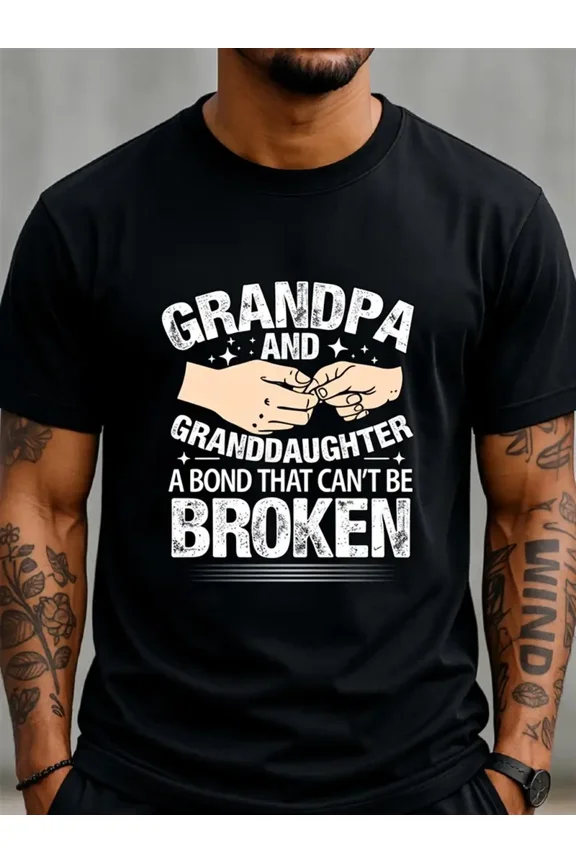 Grandpa Granddaughter Bond Graphic Men Women Unisex Short Sleeve Casual T-Shirt