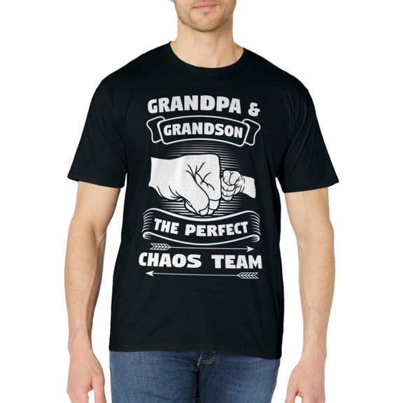 Grandpa Grandson A Perfect Chaos Team Grandparents Gift T-Shirt