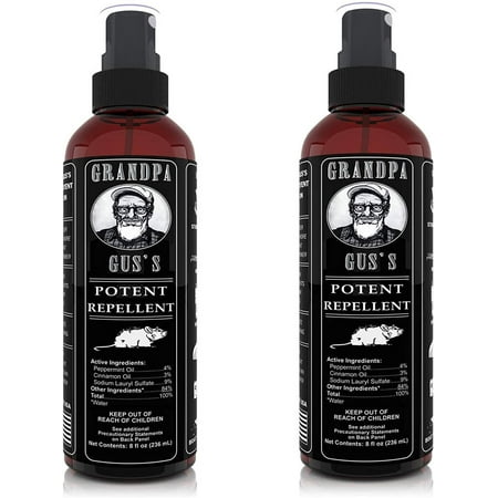 Grandpa Gus's Mouse Rodent Repellent Spray - Peppermint & Cinnamon Oil, Non-Toxic - 2 Pack