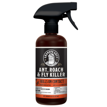 Grandpa Gus's Natural Ant, Roach & Fly Killer Spray, Stink Bug Killer, Gnat/Fly Spray Outdoor with Plant-Based Actives, 16 fl oz