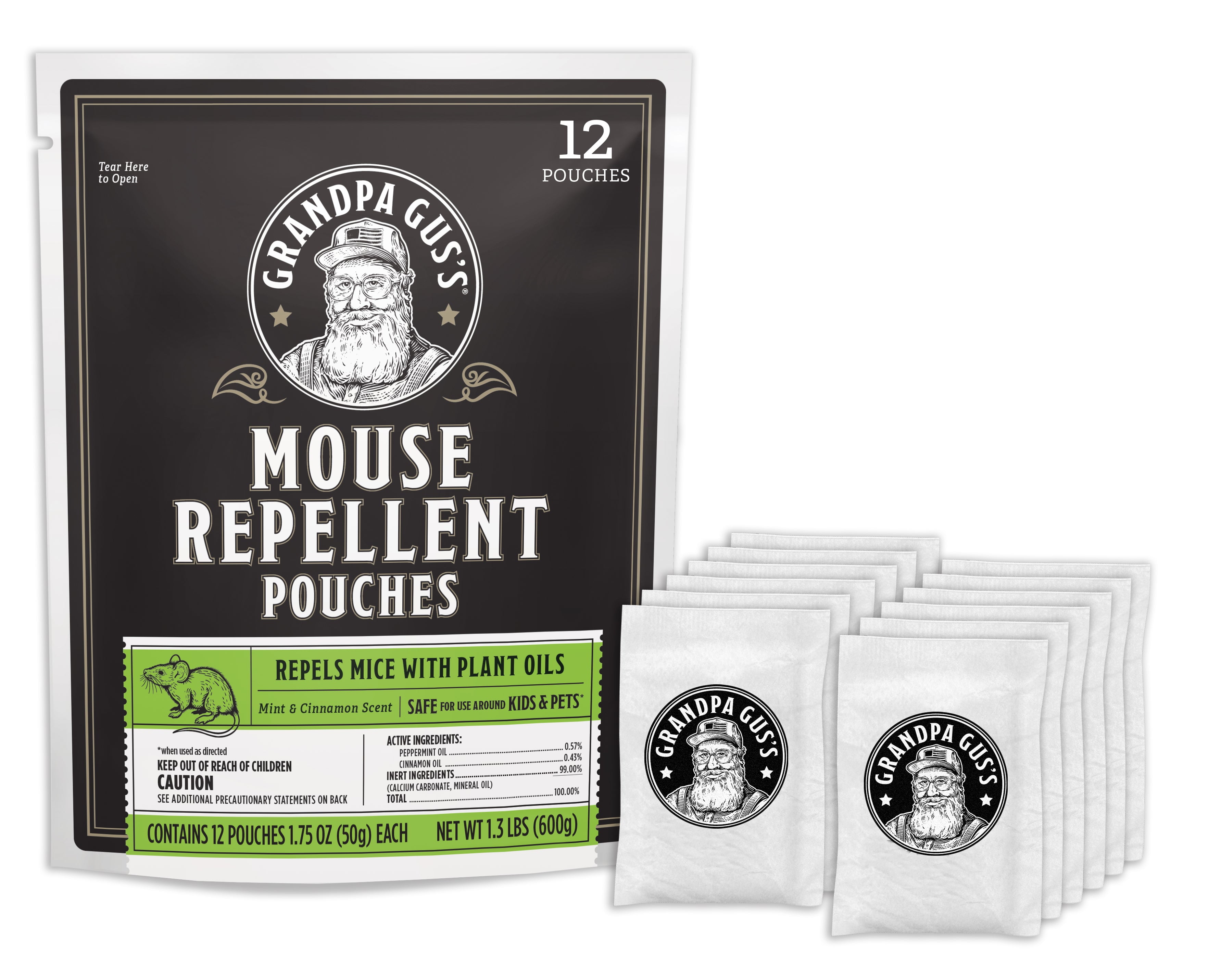 Grandpa Gus's Extra-Strength Mouse Repellent Pouches, Peppermint