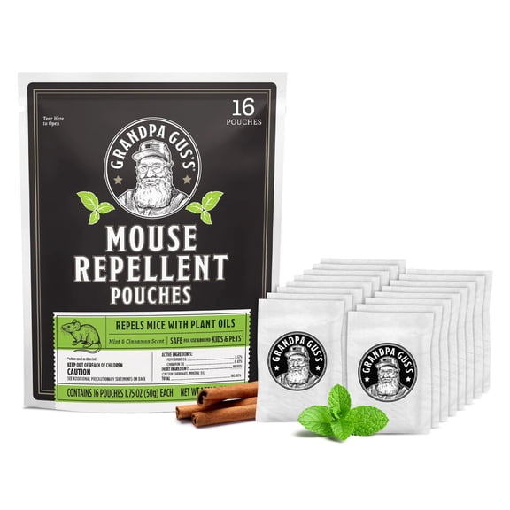 Grandpa Gus's Natural Mouse Repellent Pouches, Natural Oils Repel Mice from Nesting & Freshen Air in Home/Cabin/Boat/Car Storage/RV/Machinery/Shed (Pack of 16)