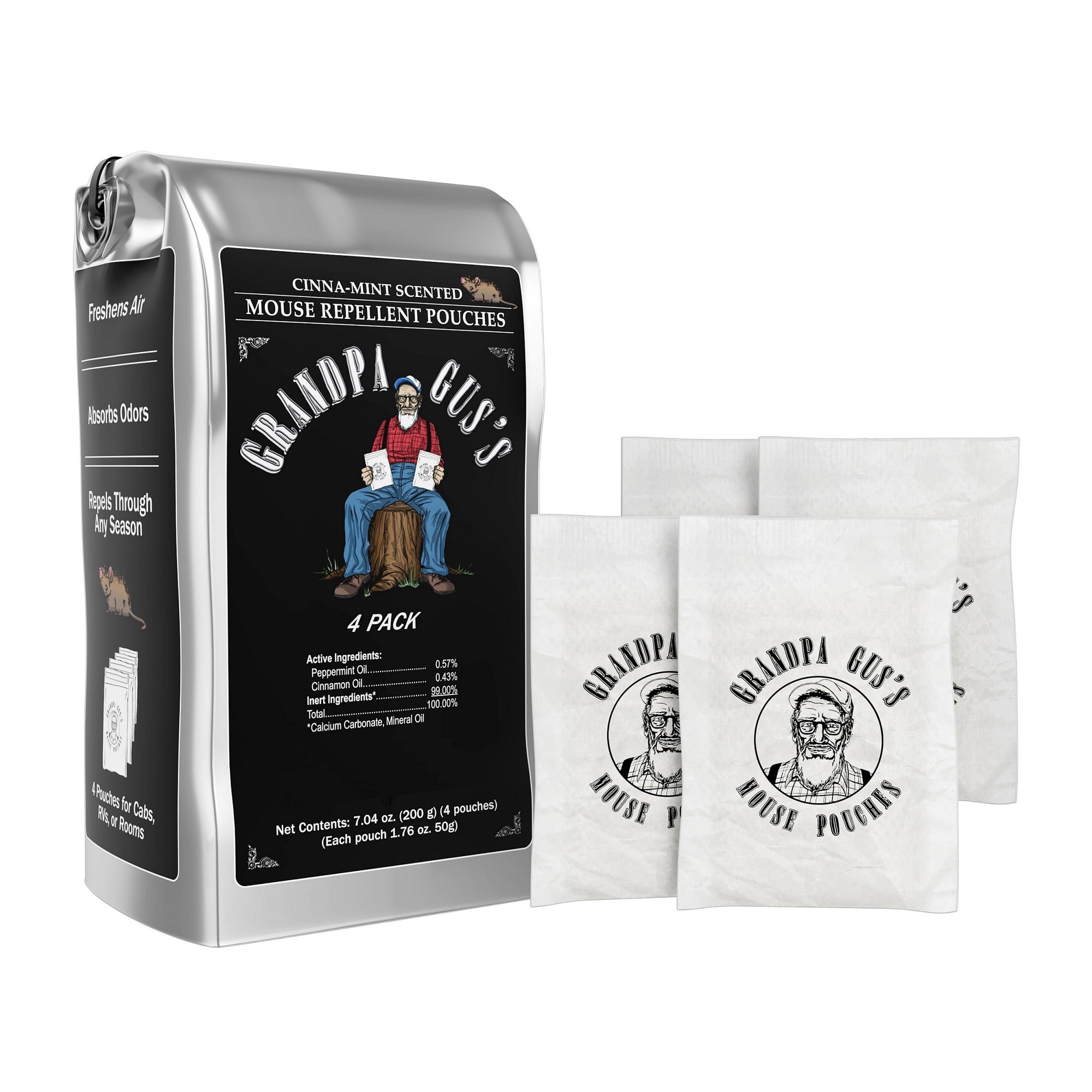 Grandpa Gus's Natural Mouse Repellent Pouches, Repel Mice from