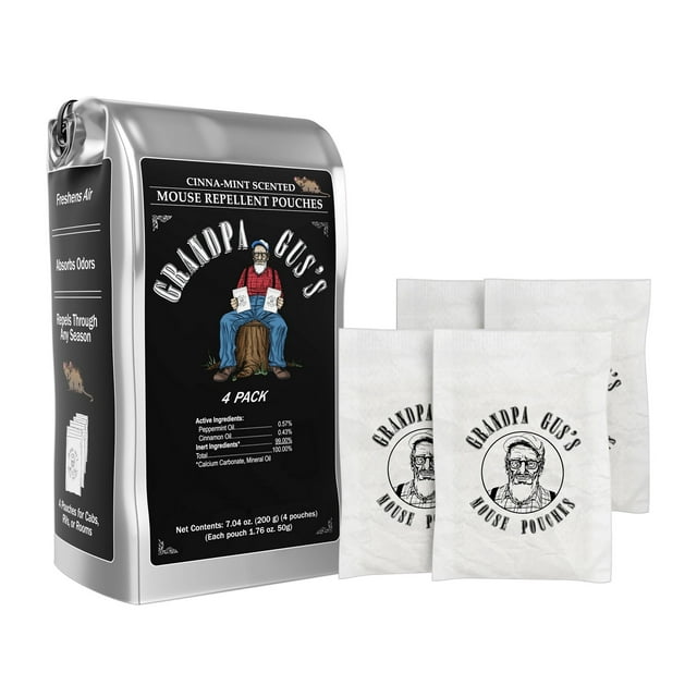 Grandpa Gus's Natural Mouse Repellent Pouches, Repel Mice from Nesting