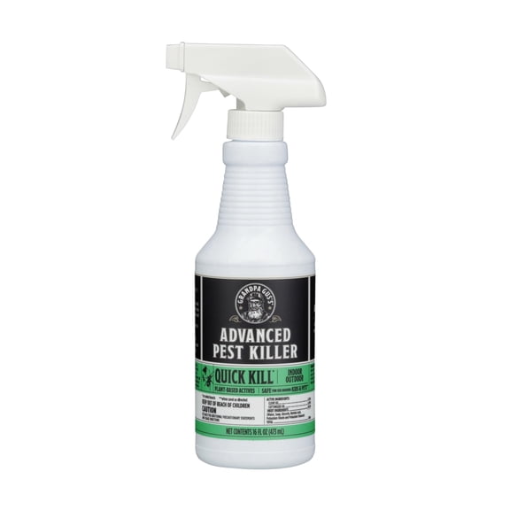 Grandpa Gus's Natural Pest Killer Spray, Ready-to-Use Indoor and Outdoor Insect Control, Kills Ants, Roaches, Spiders, Fleas, Ticks, Hornets, Wasps and More, Safe for Kids and Pets, 16 fl oz