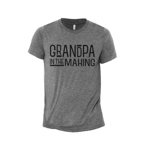 Grandpa In The Making Men's Modern Fit Fun Casual T-Shirt Printed Graphic Tee Heather Grey Small