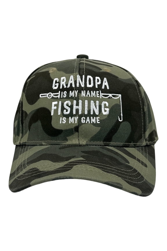 Grandpa Is My Name Fishing Is My Game Funny Fathers Day Trucker Cap