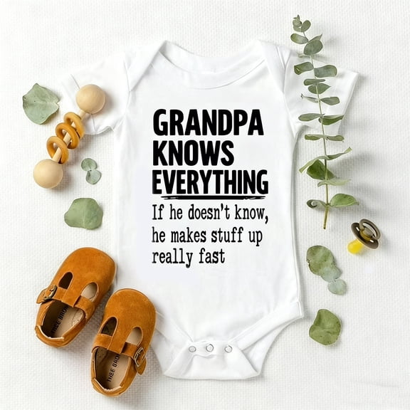 Grandpa Knows Everything Baby Onesie -Super Soft & Lightweight for All-Day Comfort, Perfect for Playful Bonding Moments