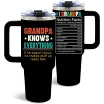 Grandpa Knows Everything Tumbler 40oz - Funny Gift from Grandkids - Stainless Steel Cup with Handle - Birthday Christmas Present
