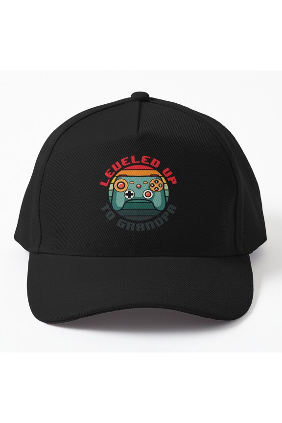 Grandpa Level Up Baseball Cap, Grandfather Gaming Achievement Statement Design, Classic Hat