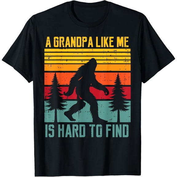 Grandpa Like Me Hard Find Retro Bigfoot Sasquatch Papa Men T-Shirt