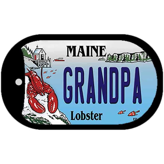 Grandpa Maine Lobster Novelty Metal Dog Tag Necklace 2" x 1" Dog Tag (DT)