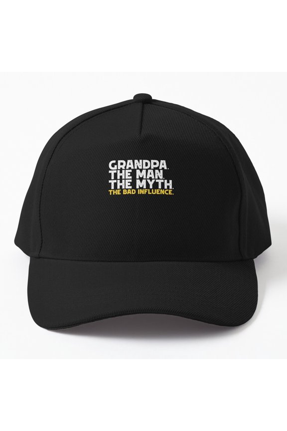 Grandpa Man Myth Bad Influence Baseball Hat, Family Statement Graphic Design, Classic Cap