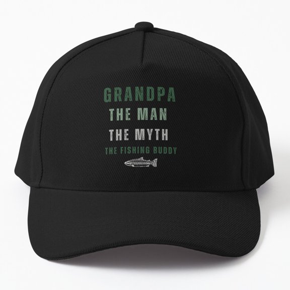Grandpa Man Myth Fishing Buddy Baseball Cap, Angler Family Statement Design, Classic Hat