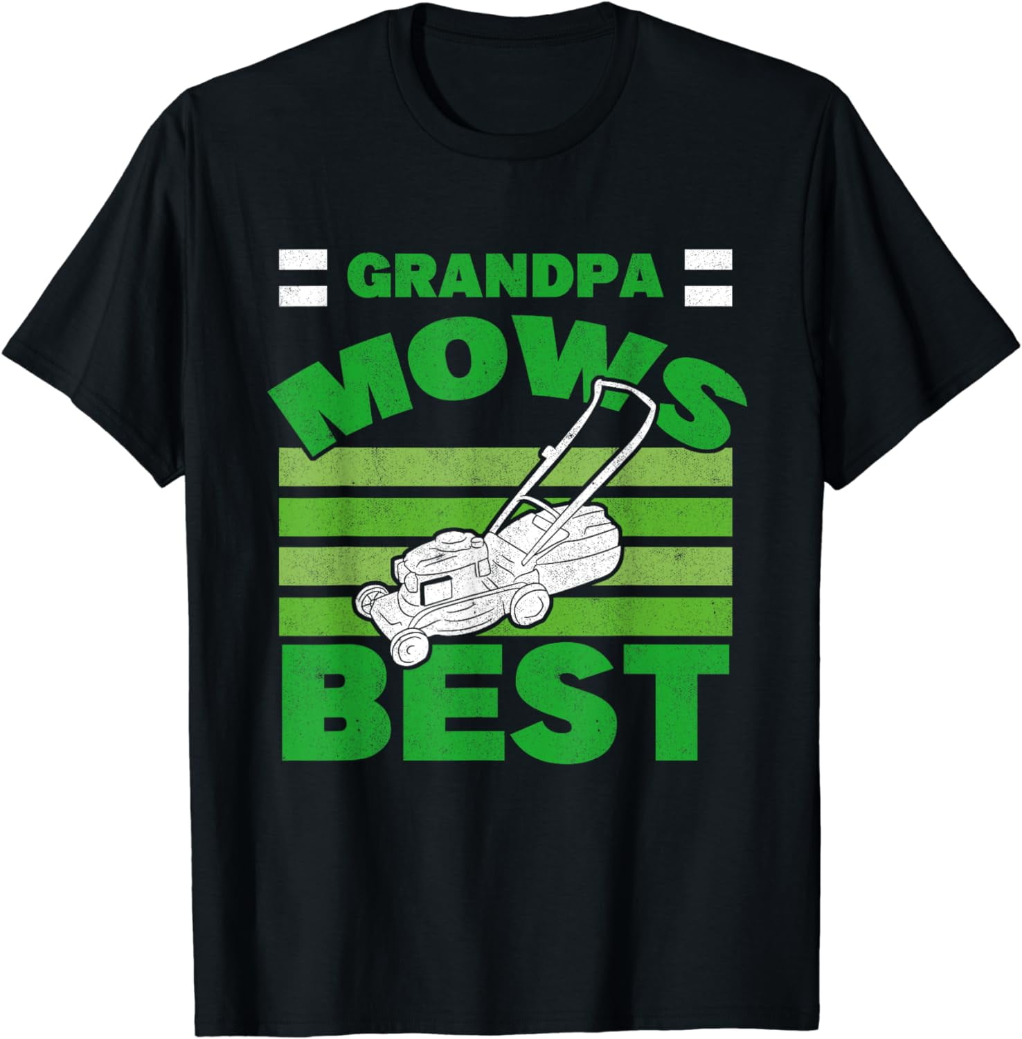 Grandpa Mows Best Grandfather Gardener Lawnmower Lawn Mowing T-Shirt ...