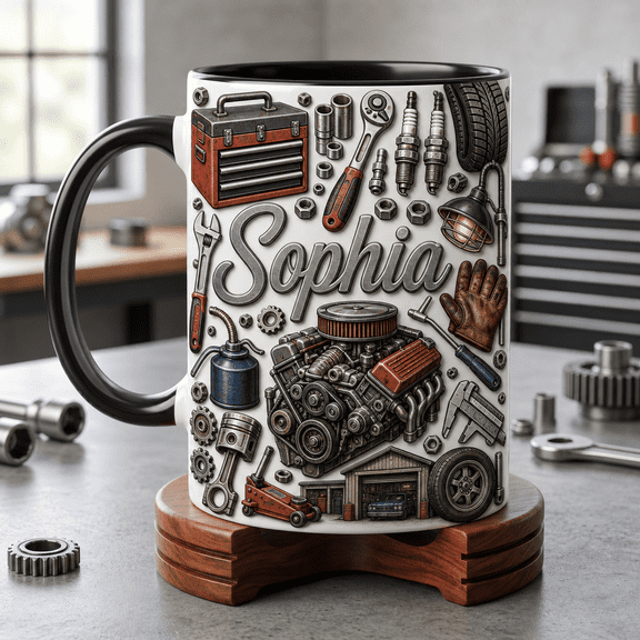 Grandpa Mug 2D Printed 3D Effect Garage Tools Coffee Cup for Mechanic Gifts
