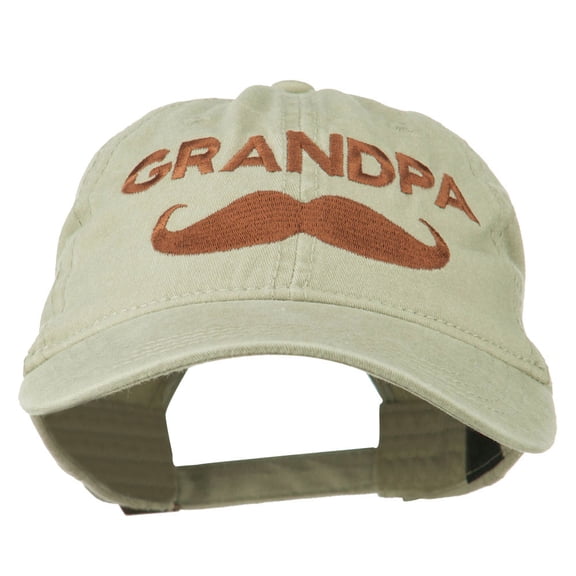 Grandpa Mustache Embroidered Washed Pigment Dyed Cap - Stone OSFM