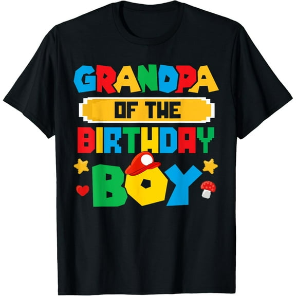 Grandpa Of The Birthday Boy Game Gaming Family Matching T-Shirt