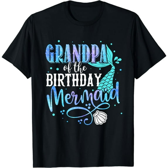 Grandpa Of The Birthday Mermaid Family Matching Party Squad T-Shirt