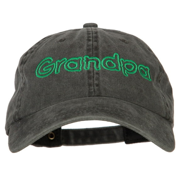 Grandpa Outline Embroidered Washed Cotton Twill Cap - Black OSFM