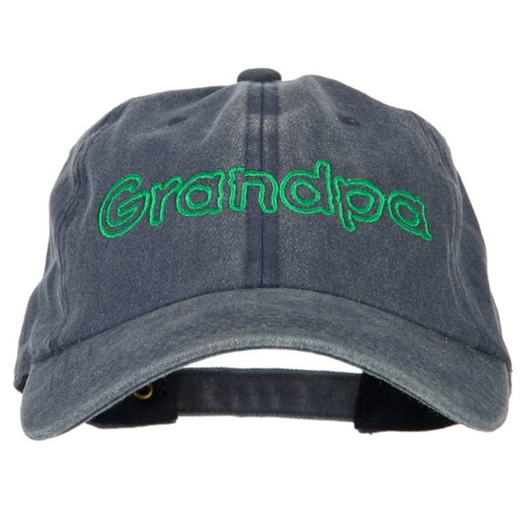 Grandpa Outline Embroidered Washed Cotton Twill Cap - Navy OSFM