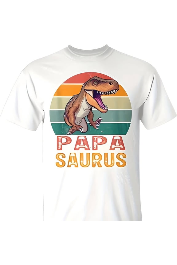 Grandpa Papasaurus Family T-Rex Dinosaur Fathers Days T-Shirt 220g High-Quality Pure Cotton T-Shirt8