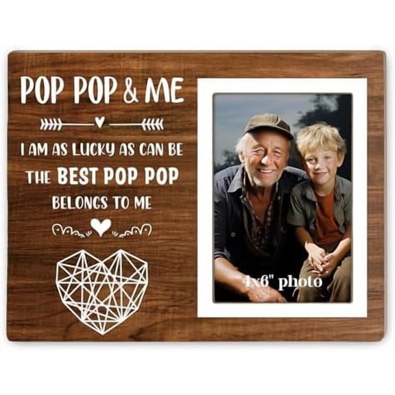 Grandpa Picture Frame, Best Pop Pop Ever Photo Frame, Gift Pop Pop from Grandson Granddaughter, Gifts from Grandkids, Birthday, Christmas, Father's Day, POP POP & ME 4x6Inch Photo12P113