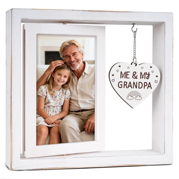 Me and My Grandpa Picture Frame,Grandpa Gifts from Grandchildren Grandkids,New Grandpa Gifts, Birthday Gift for Grandad Grandfather Granddaddy,Gender Neutral Rotating Photo Frame 4x6 A101