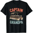thumbnail image 1 of Grandpa Pontoon Boat Captain Vintage Nautical Boating Crew Unisex T-Shirt, up to Size 5XL, 1 of 2