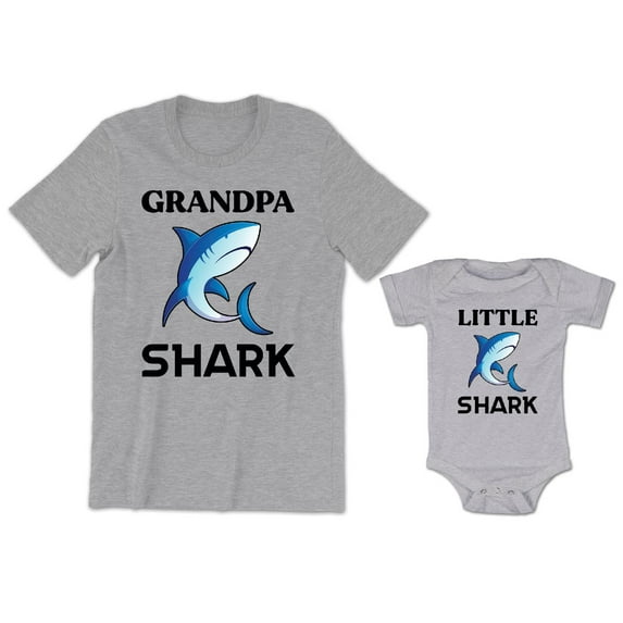Grandpa Shark Men's T-Shirt Little Shark Baby Bodysuit Kids Youth Toddler Shirt