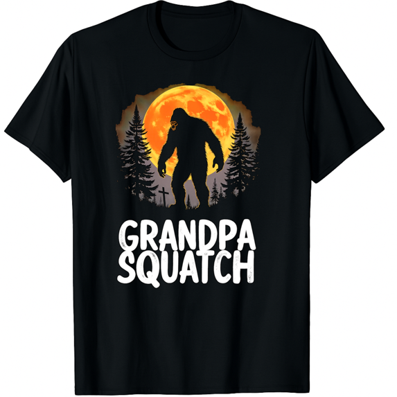 Grandpa Squatch Bigfoot Grandpa Sasquatch Graphic Black T-Shirt for Men and Women