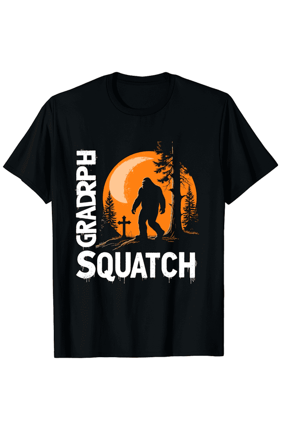 Grandpa Squatch Bigfoot Grandpa Sasquatch Graphic Black T-Shirt for Men and Women