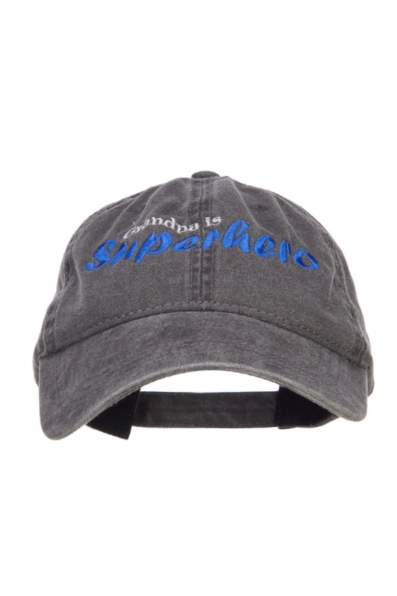 Grandpa Superhero Embroidered Washed Cap - Black OSFM
