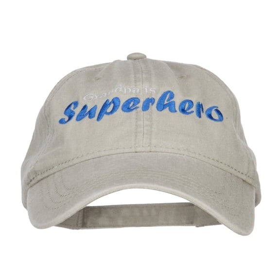 Grandpa Superhero Embroidered Washed Cap - Stone Grey OSFM