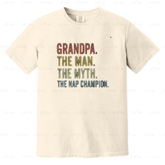 Grandpa The Man The Myth The Nap Champion Father's Day Funny Sleep Humor Comfort Color T-Shirt Unisex, up to 4XL