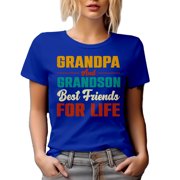 Grandpa and Grandson, Best Friends for Life, Grandfather or Grandad Relationship, Royal Blue T-Shirt, Medium