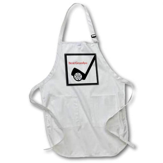 3dRose, Grandpa n Golf, BLACK Full Length Apron with Pockets 22w x 30l