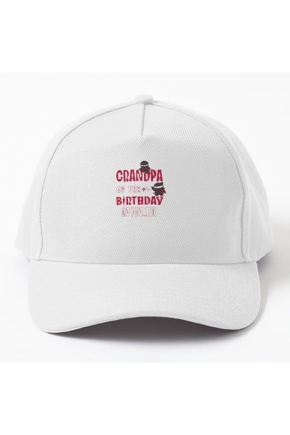 Grandpa of Birthday Ninja Baseball Hat, Family Celebration Character Graphic Design, Classic Cap