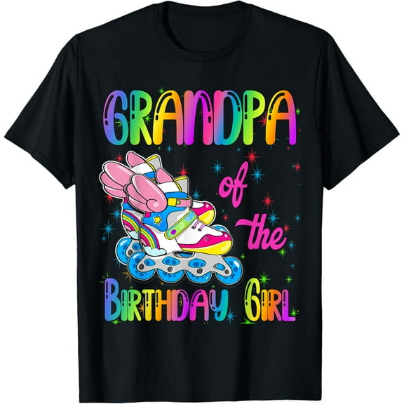 Grandpa of the Birthday girl Rolling skate Family Party T-Shirt