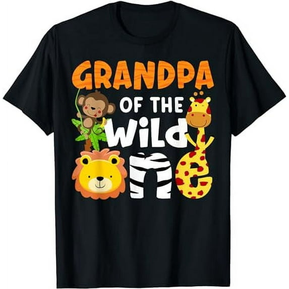 Grandpa of the Wild One Zoo Bday Safari Jungle Animals Party T-Shirt