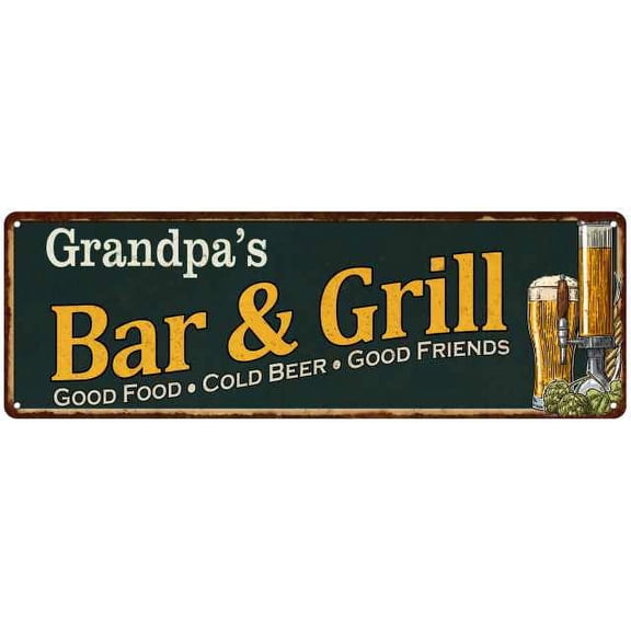 Grandpa's Bar and Grill Sign Man Cave Decor 8x24 Gift 108240055462