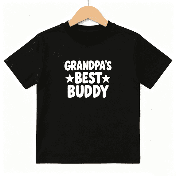 Grandpa's Best Buddy Boys Graphic Print T-Shirt, Cute Family Grandson Gift 100% Cotton Kids Short Sleeve Tee