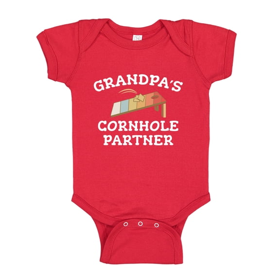 Grandpa's Cornhole Partner Baby Bodysuit One Piece 24 mo Red