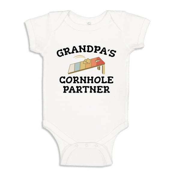 Grandpa's Cornhole Partner Baby Bodysuit One Piece NB White